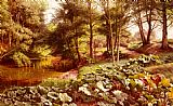Peder Mork Monsted Canvas Paintings - The Path On The River's Edge